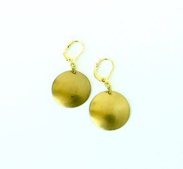 Disc Earrings by MoonRox Jewellery & Accessories - simple round convex brass dangly earring