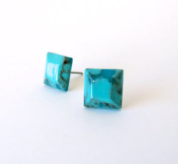 Faceted Turquoise Stud Earrings by MoonRox Jewellery & Accessories
