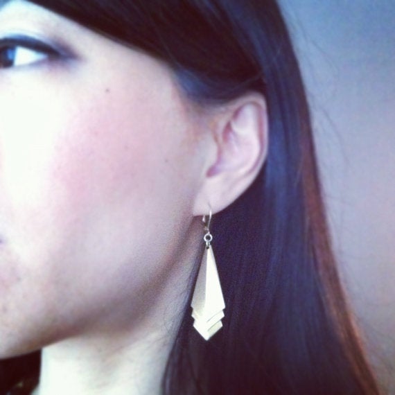 Relic Earrings by MoonRox shown on ear.