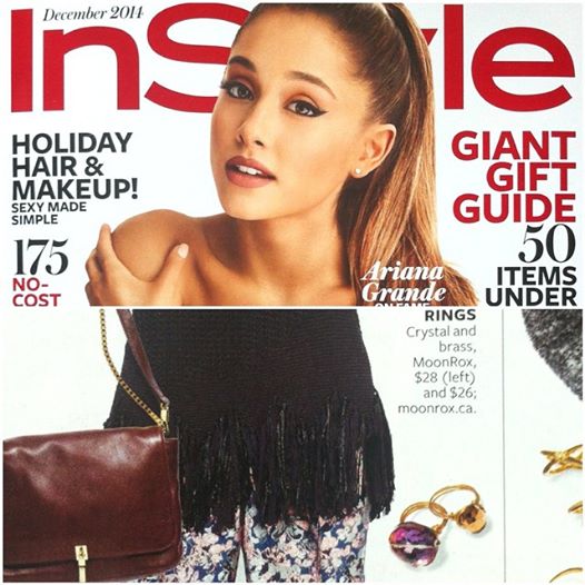 MoonRox Crystal Bauble Ring and Oval Crystal Bauble Ring as seem in InStyle Magazine. Ariana Grande was featured on the cover.