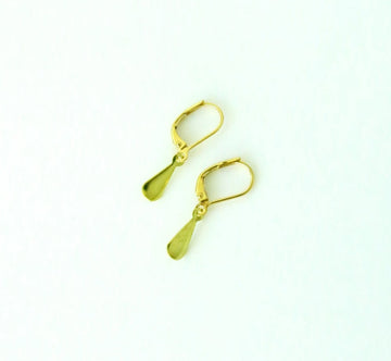 Teeny Drop Earrings - tiny brass drops on lever back ear wires.